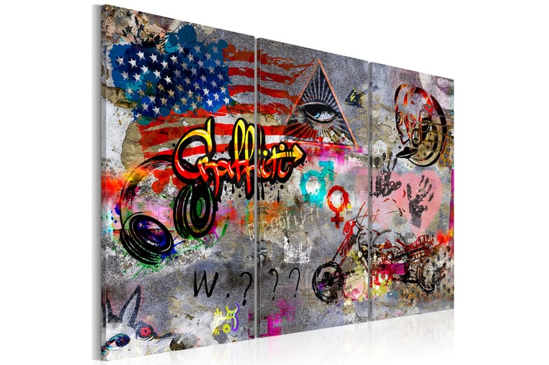 Billede American Graffiti 120x80 - Artgeist sp. z o. o. - Boligtilbehør - Billeder & kunst - Billeder på lærred