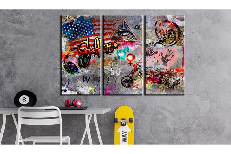 Billede American Graffiti 120x80 - Artgeist sp. z o. o. - Boligtilbehør - Billeder & kunst - Billeder på lærred