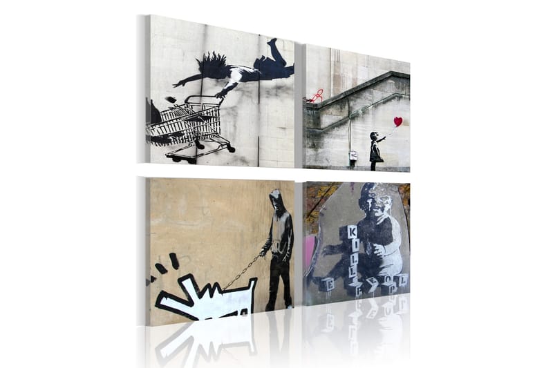 Billede Banksy fire originale ideer 60x60 - Artgeist sp. z o. o. - Boligtilbehør - Billeder & kunst - Billeder på lærred