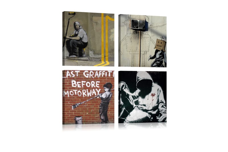 Billede Banksy Street Art 90x90 - Artgeist sp. z o. o. - Boligtilbehør - Billeder & kunst - Billeder på lærred