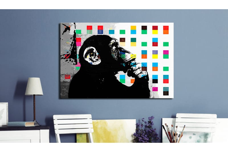 Billede Banksy The Thinker Monkey 120x80 - Artgeist sp. z o. o. - Boligtilbehør - Billeder & kunst - Billeder på lærred