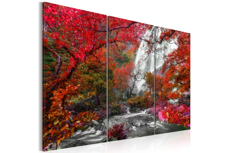 Billede Beautiful Waterfall Autumnal Forest 120x80 - Artgeist sp. z o. o. - Boligtilbehør - Billeder & kunst - Billeder på lærred