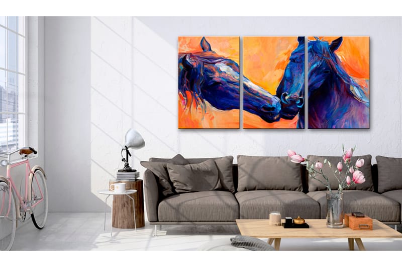 Billede blå heste 120x60 - Artgeist sp. z o. o. - Boligtilbehør - Billeder & kunst - Billeder på lærred