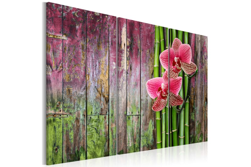 Billede Blomst og bambus 120x80 - Artgeist sp. z o. o. - Boligtilbehør - Billeder & kunst - Billeder på lærred