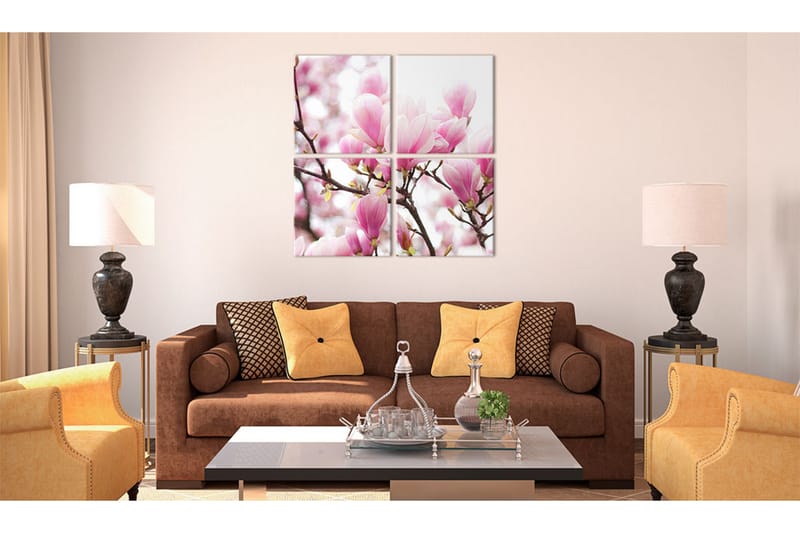 Billede Blomsternde Magnolia Træ 40x40 - Artgeist sp. z o. o. - Boligtilbehør - Billeder & kunst - Billeder på lærred