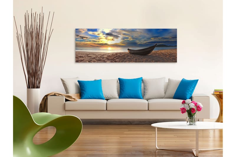 Billede Boat on the Beach (1 del) Smal 120x40 - Artgeist sp. z o. o. - Boligtilbehør - Billeder & kunst - Billeder på lærred