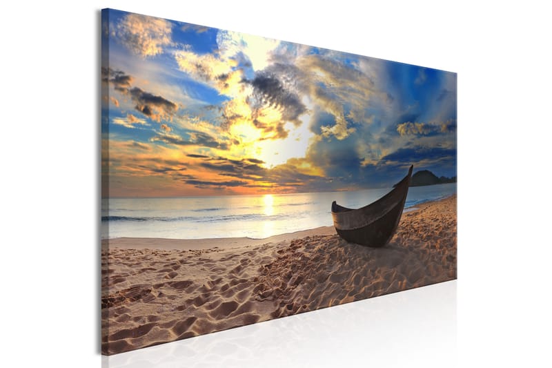 Billede Boat on the Beach (1 del) Smal 135x45 - Artgeist sp. z o. o. - Boligtilbehør - Billeder & kunst - Billeder på lærred