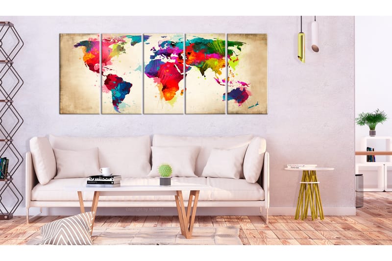 Billede Bright Continents 225x90 - Artgeist sp. z o. o. - Boligtilbehør - Billeder & kunst - Billeder på lærred