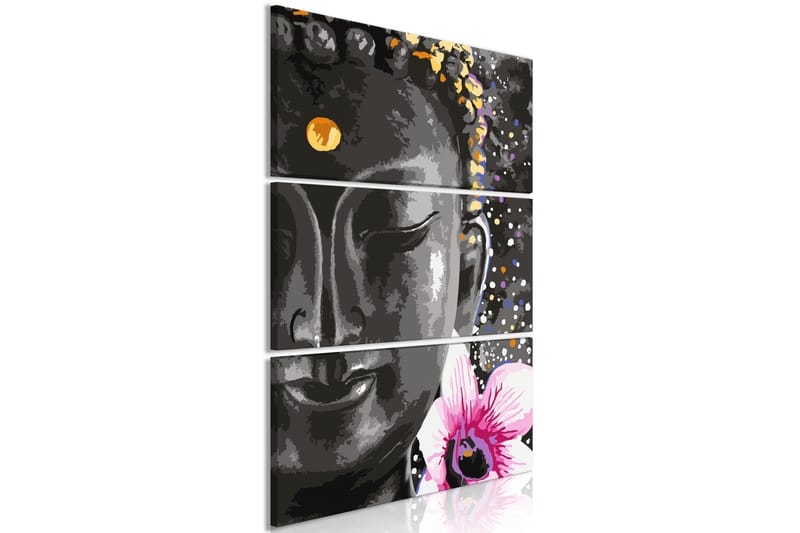 Billede Buddha And Flower 3 Parts Vertical 80x120 - Artgeist sp. z o. o. - Boligtilbehør - Billeder & kunst - Billeder på lærred