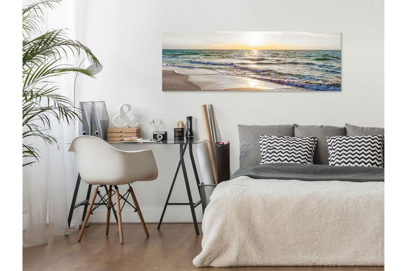 Billede Calm Waves (1 del) Smal grå 135x45 - Artgeist sp. z o. o. - Boligtilbehør - Billeder & kunst - Billeder på lærred