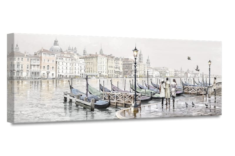 Billede Canvas Venice Harbour - 60x150 cm - Boligtilbehør - Billeder & kunst - Billeder på lærred