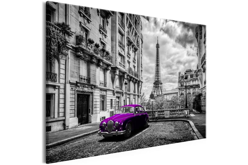 Billede Car in Paris (1 del ) Violet Bred 90x60 - Artgeist sp. z o. o. - Boligtilbehør - Billeder & kunst - Billeder på lærred