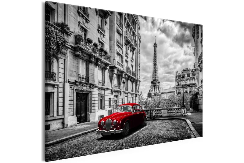 Billede Car in Paris (1 del) Rød Bred 120x80 - Artgeist sp. z o. o. - Boligtilbehør - Billeder & kunst - Billeder på lærred