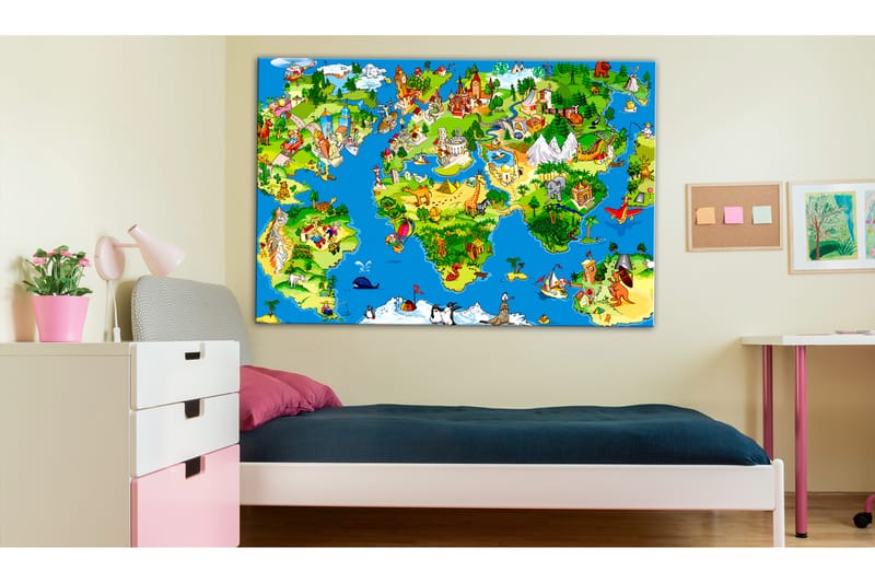 Billede Children's Map (1 del) Bred 90x60 - Artgeist sp. z o. o. - Boligtilbehør - Billeder & kunst - Billeder på lærred