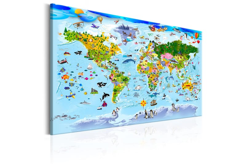 Billede Children's Map: Colourful Travels 120x80 - Artgeist sp. z o. o. - Boligtilbehør - Billeder & kunst - Billeder på lærred