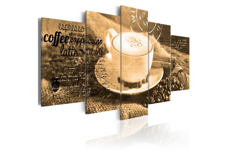 Billede Coffe Espresso Cappuccino Latte Machiato 200x100 - Artgeist sp. z o. o. - Boligtilbehør - Billeder & kunst - Billeder på lærred