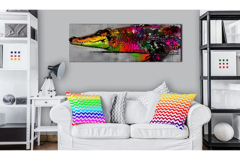 Billede Colourful Alligator 135x45 - Artgeist sp. z o. o. - Boligtilbehør - Billeder & kunst - Billeder på lærred