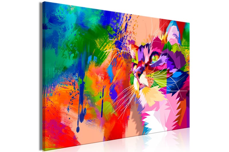 Billede Colourful Cat (1 del) bred 90x60 - Artgeist sp. z o. o. - Boligtilbehør - Billeder & kunst - Billeder på lærred