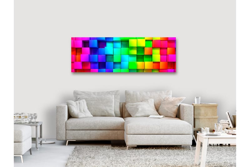 Billede Colourful Cubes (1 del) Smal 135x45 - Artgeist sp. z o. o. - Boligtilbehør - Billeder & kunst - Billeder på lærred