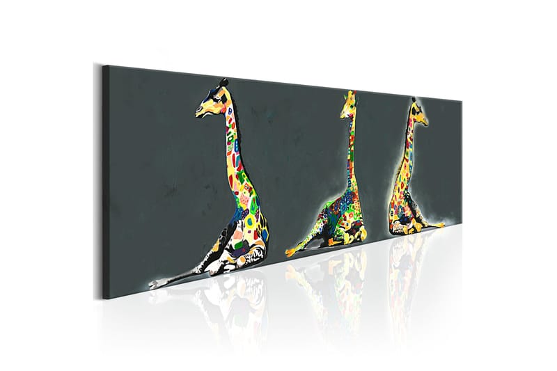 Billede Colourful Giraffes 120x40 - Artgeist sp. z o. o. - Boligtilbehør - Billeder & kunst - Billeder på lærred