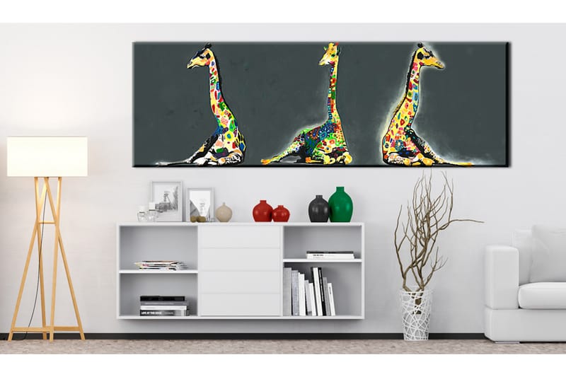 Billede Colourful Giraffes 120x40 - Artgeist sp. z o. o. - Boligtilbehør - Billeder & kunst - Billeder på lærred