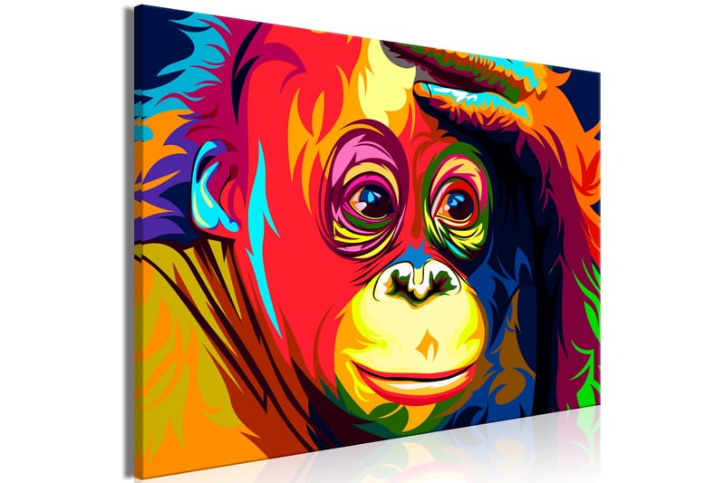 Billede Colourful Orangutan (1 del) Bred 120x80 - Artgeist sp. z o. o. - Boligtilbehør - Billeder & kunst - Billeder på lærred