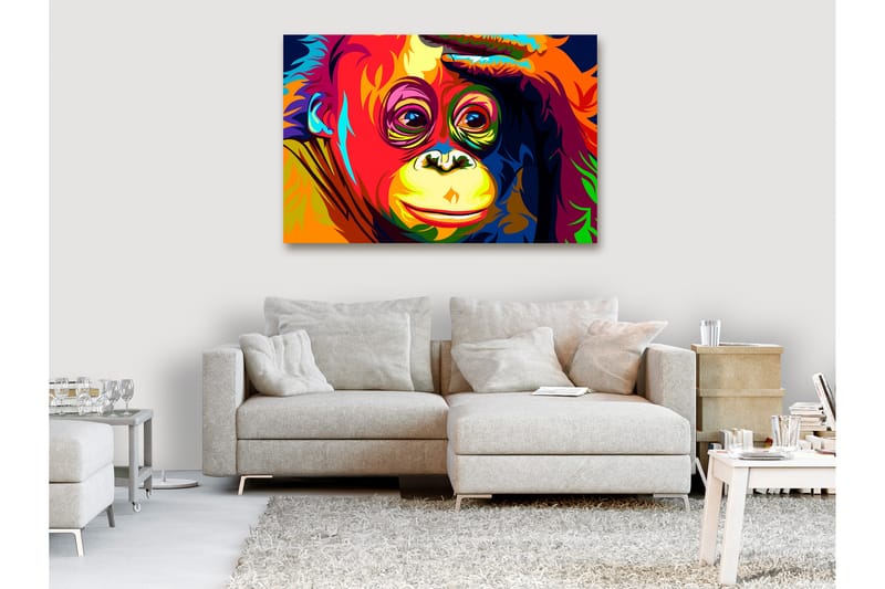 Billede Colourful Orangutan (1 del) Bred 120x80 - Artgeist sp. z o. o. - Boligtilbehør - Billeder & kunst - Billeder på lærred