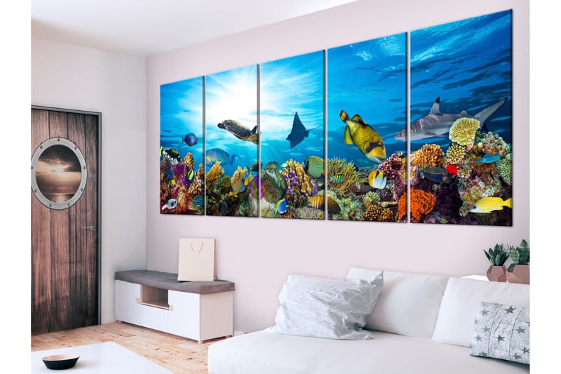 Billede Coral Reef (5 dele) Smal 225x90 - Artgeist sp. z o. o. - Boligtilbehør - Billeder & kunst - Billeder på lærred