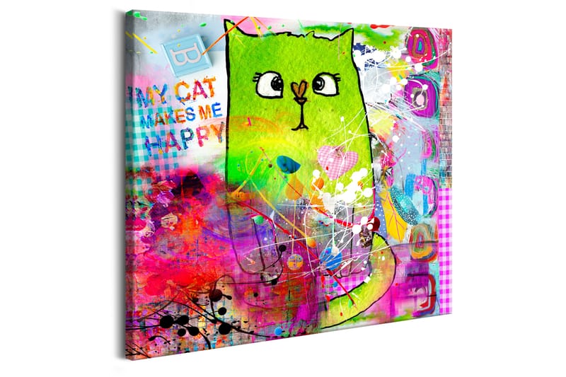 Billede Crazy Cat 70x70 - Artgeist sp. z o. o. - Boligtilbehør - Billeder & kunst - Billeder på lærred