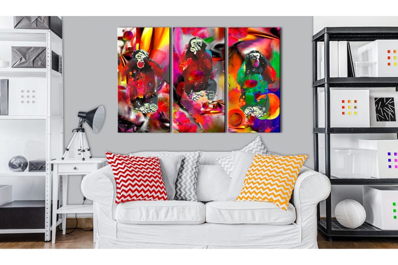 Billede Crazy Monkeys triptych 90x60 - Artgeist sp. z o. o. - Boligtilbehør - Billeder & kunst - Billeder på lærred