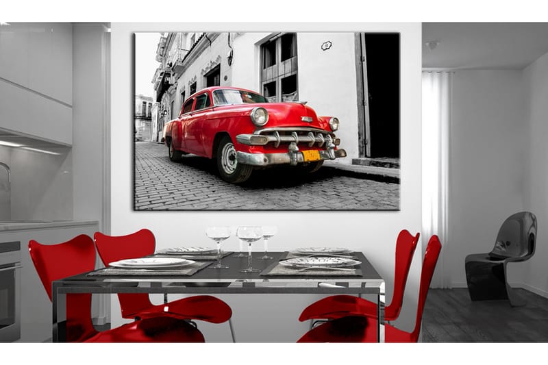 Billede Cuban Classic Car (rød) 120x80 - Artgeist sp. z o. o. - Boligtilbehør - Billeder & kunst - Billeder på lærred