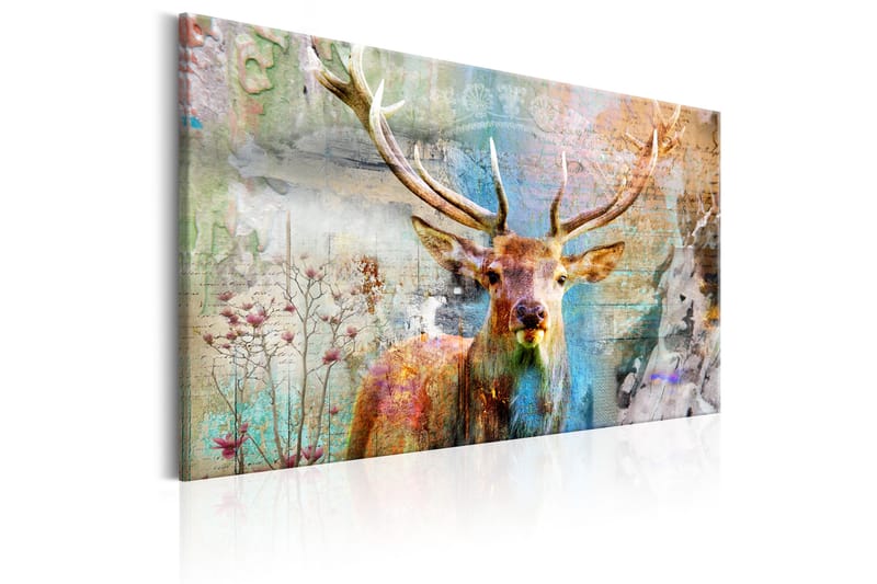 Billede Deer on Wood 120x80 - Artgeist sp. z o. o. - Boligtilbehør - Billeder & kunst - Billeder på lærred