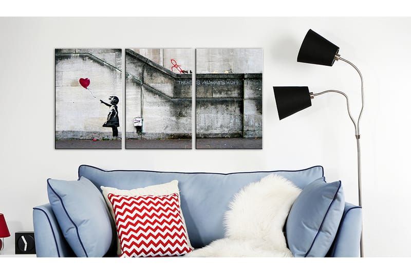 Billede Der Er Altid Håb Banksy Triptych 120x60 - Artgeist sp. z o. o. - Boligtilbehør - Billeder & kunst - Billeder på lærred