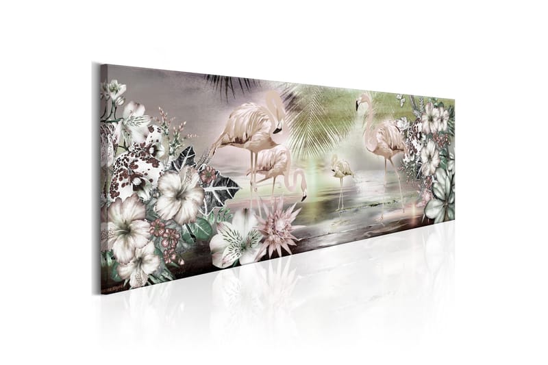 Billede Flamingoes And Flowers 120x40 - Artgeist sp. z o. o. - Boligtilbehør - Billeder & kunst - Billeder på lærred