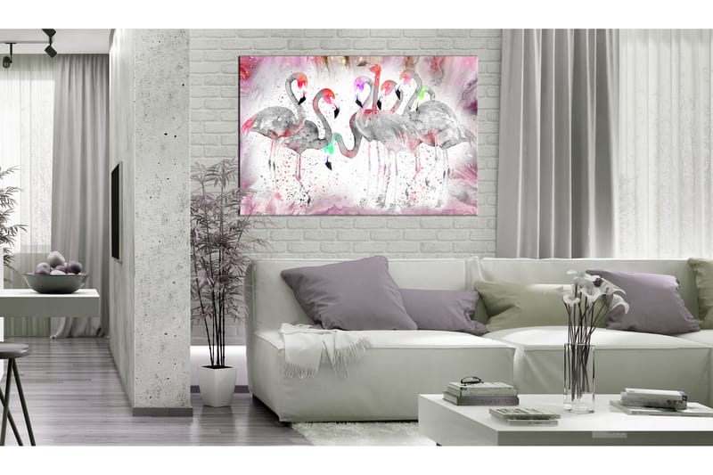 Billede Flamingoes family 90x60 - Artgeist sp. z o. o. - Boligtilbehør - Billeder & kunst - Billeder på lærred