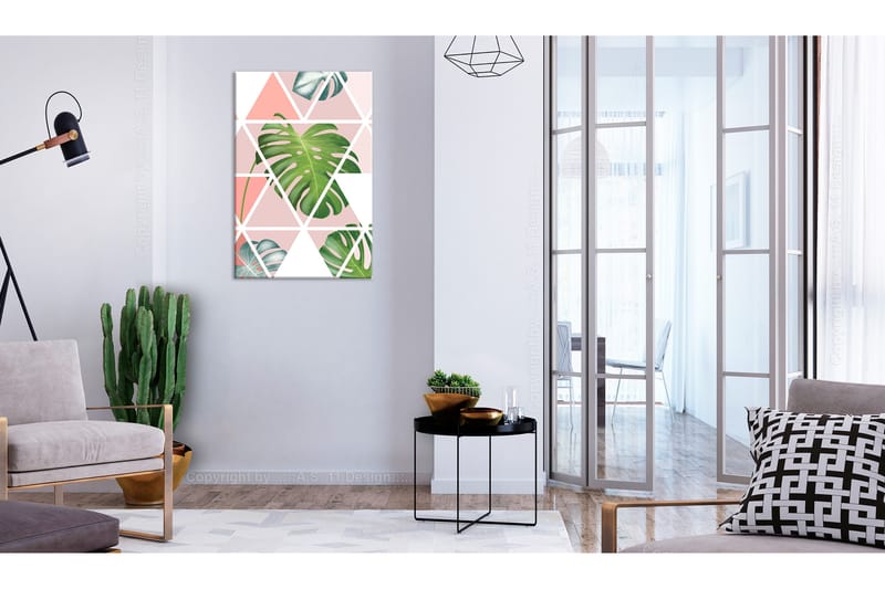 Billede Geometric monstera (1 del) Lodret 60x90 - Artgeist sp. z o. o. - Boligtilbehør - Billeder & kunst - Billeder på lærred