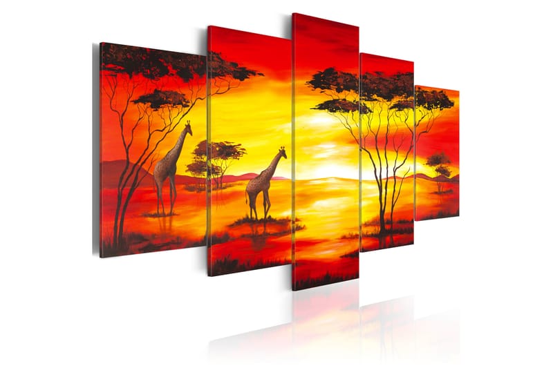 Billede Girafer På Baggrunden Med Solnedgang 100x50 - Artgeist sp. z o. o. - Boligtilbehør - Billeder & kunst - Billeder på lærred