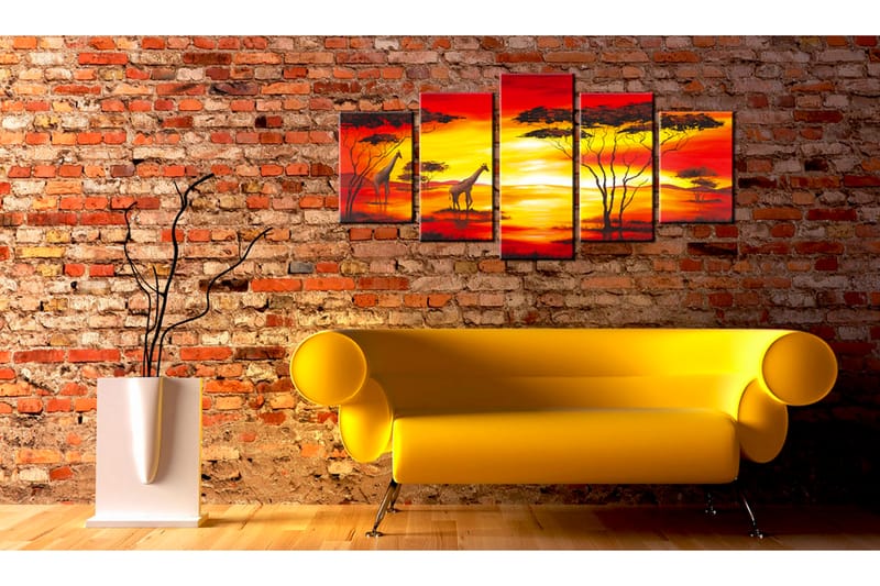 Billede Girafer På Baggrunden Med Solnedgang 200x100 - Artgeist sp. z o. o. - Boligtilbehør - Billeder & kunst - Billeder på lærred