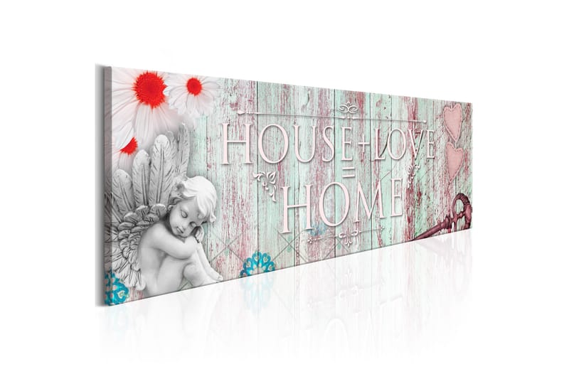 Billede Home: House + Love 120x40 - Artgeist sp. z o. o. - Boligtilbehør - Billeder & kunst - Billeder på lærred