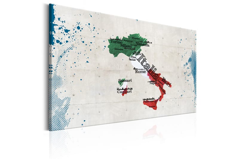 Billede Kort: Italien 120x80 - Artgeist sp. z o. o. - Boligtilbehør - Billeder & kunst - Billeder på lærred