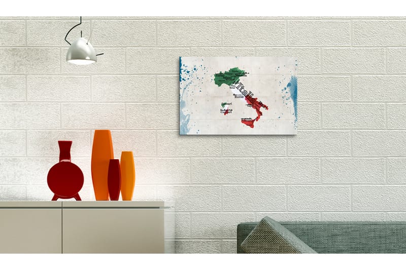 Billede Kort Over Italien 90x60 - Artgeist sp. z o. o. - Boligtilbehør - Billeder & kunst - Billeder på lærred