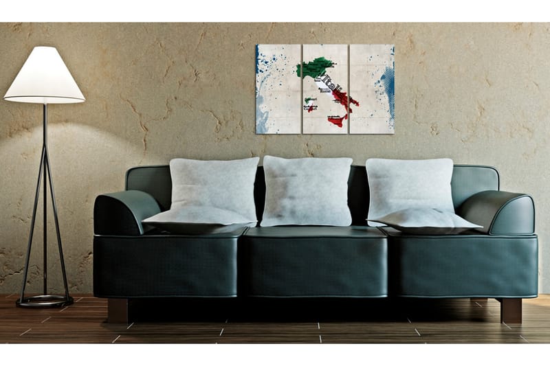 Billede Kort Over Italien Triptyk 60x40 - Artgeist sp. z o. o. - Boligtilbehør - Billeder & kunst - Billeder på lærred