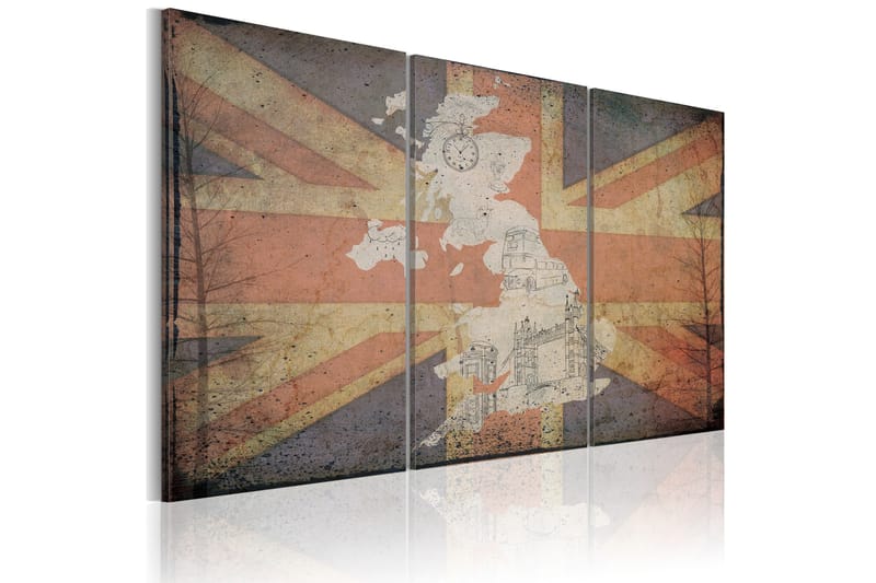 Billede Kort Over Storbritannien Triptych 60x40 - Artgeist sp. z o. o. - Boligtilbehør - Billeder & kunst - Billeder på lærred