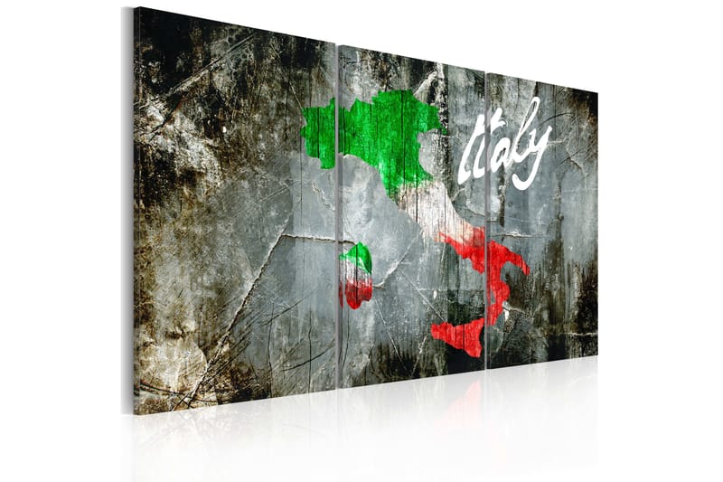 Billede Kunstnerligt Kort Over Italien Triptyk 120x80 - Artgeist sp. z o. o. - Boligtilbehør - Billeder & kunst - Billeder på lærred