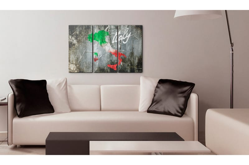 Billede Kunstnerligt Kort Over Italien Triptyk 120x80 - Artgeist sp. z o. o. - Boligtilbehør - Billeder & kunst - Billeder på lærred