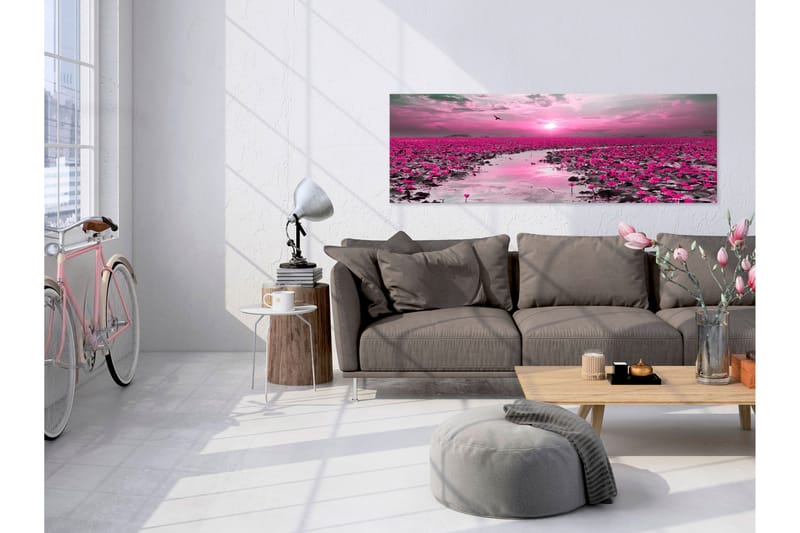 Billede Lilies and Sunset (1 del) Smal 120x40 - Artgeist sp. z o. o. - Boligtilbehør - Billeder & kunst - Billeder på lærred