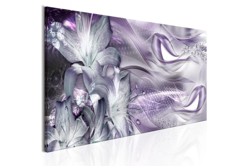 Billede Lilies And Waves 1 Part Narrow Pale Violet 120x40 - Artgeist sp. z o. o. - Boligtilbehør - Billeder & kunst - Billeder på lærred