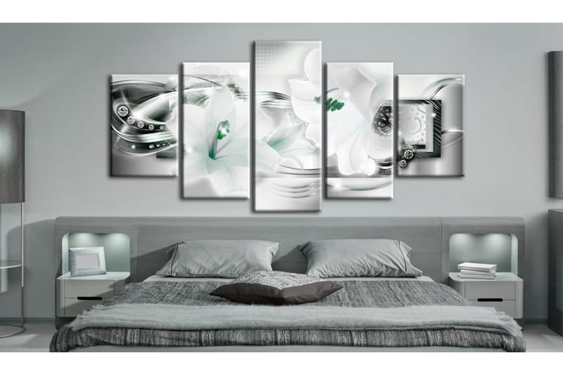 Billede Lilies With Peppermint Accent 200x100 - Artgeist sp. z o. o. - Boligtilbehør - Billeder & kunst - Billeder på lærred