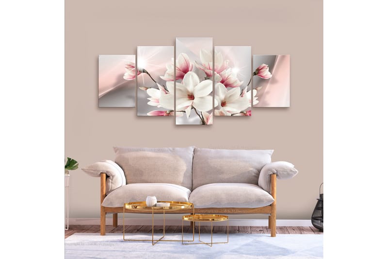 Billede Magnolia i Bloom (5 dele) Brede 225x100 - Artgeist sp. z o. o. - Boligtilbehør - Billeder & kunst - Billeder på lærred