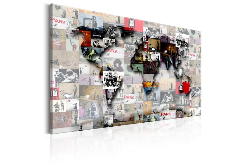 Billede Map: Banksy inspiration 120x80 - Artgeist sp. z o. o. - Boligtilbehør - Billeder & kunst - Billeder på lærred